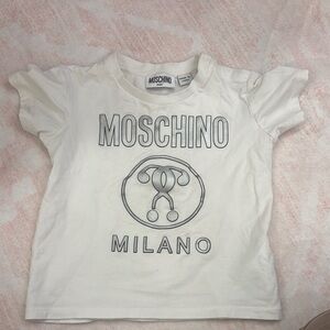 Moschino White Short Sleeve Tee with Logo